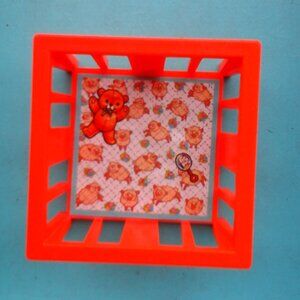 Fisher price little people orange doll crib nursery 70s